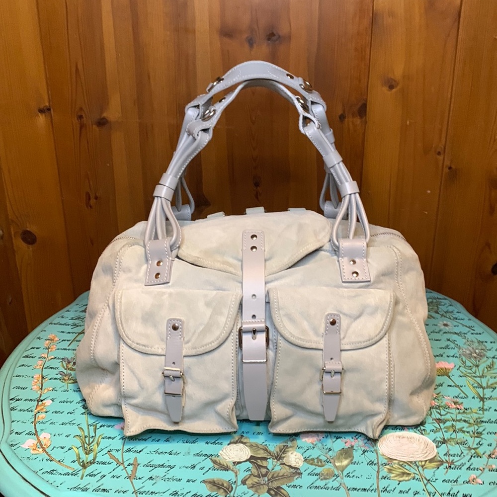 The perfect Easter Egg - Balenciaga soft pastel 3 buckle suede purse